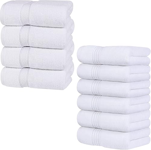 Utopia Towels Paquete de alta calidad toallas de baño de algodón, color blanco, (27 x 54 pulgadas), paquete de 4 con toallas de mano de algodón, disponible en Yaxa Colombia