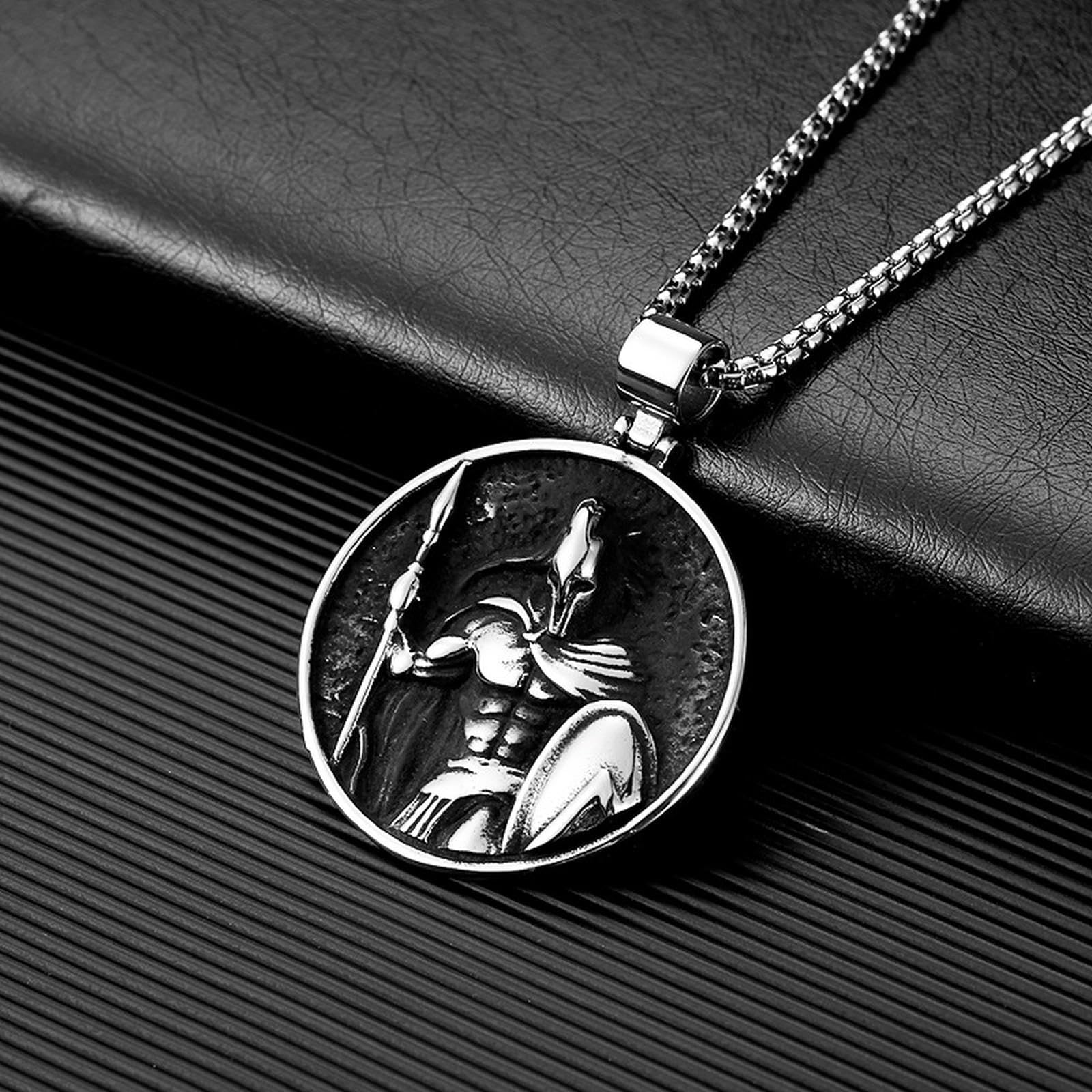 New Punk Stainless Steel Cuban Warrior Pendant Vintage Men's Necklace Chain