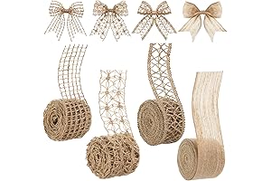 4 Rolls Burlap Ribbon with Lace Design for Weeding, DIY, and Home Decor