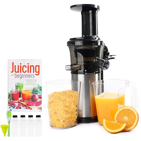 Amazon.com: Exprimidor masticante de prensa fría con botellas de jugo de  plástico de 16 onzas con tapas negras y libro de recetas de jugo, incluye  embudo y cepillo : Hogar y Cocina