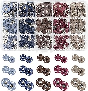 150 Sets Sew-on Snap Buttons Kit Metal Snap Fasteners Press Studs Buttons 3 Size 10mm 12mm 15mm for Leather Fabric Bag Clothes Jackets Bracelets Crafting DIY