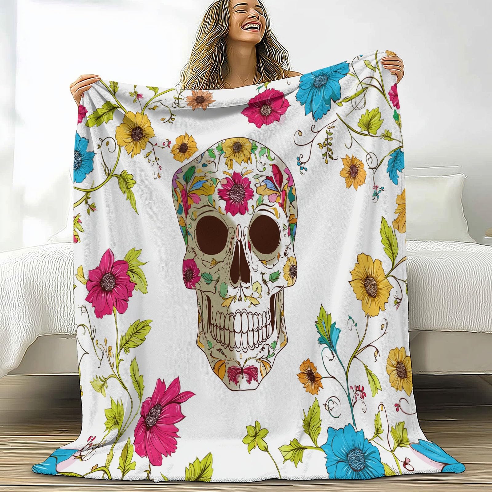 Couverture polaire mexicaine pour cocooning d'hiver au salon sur le canapé
