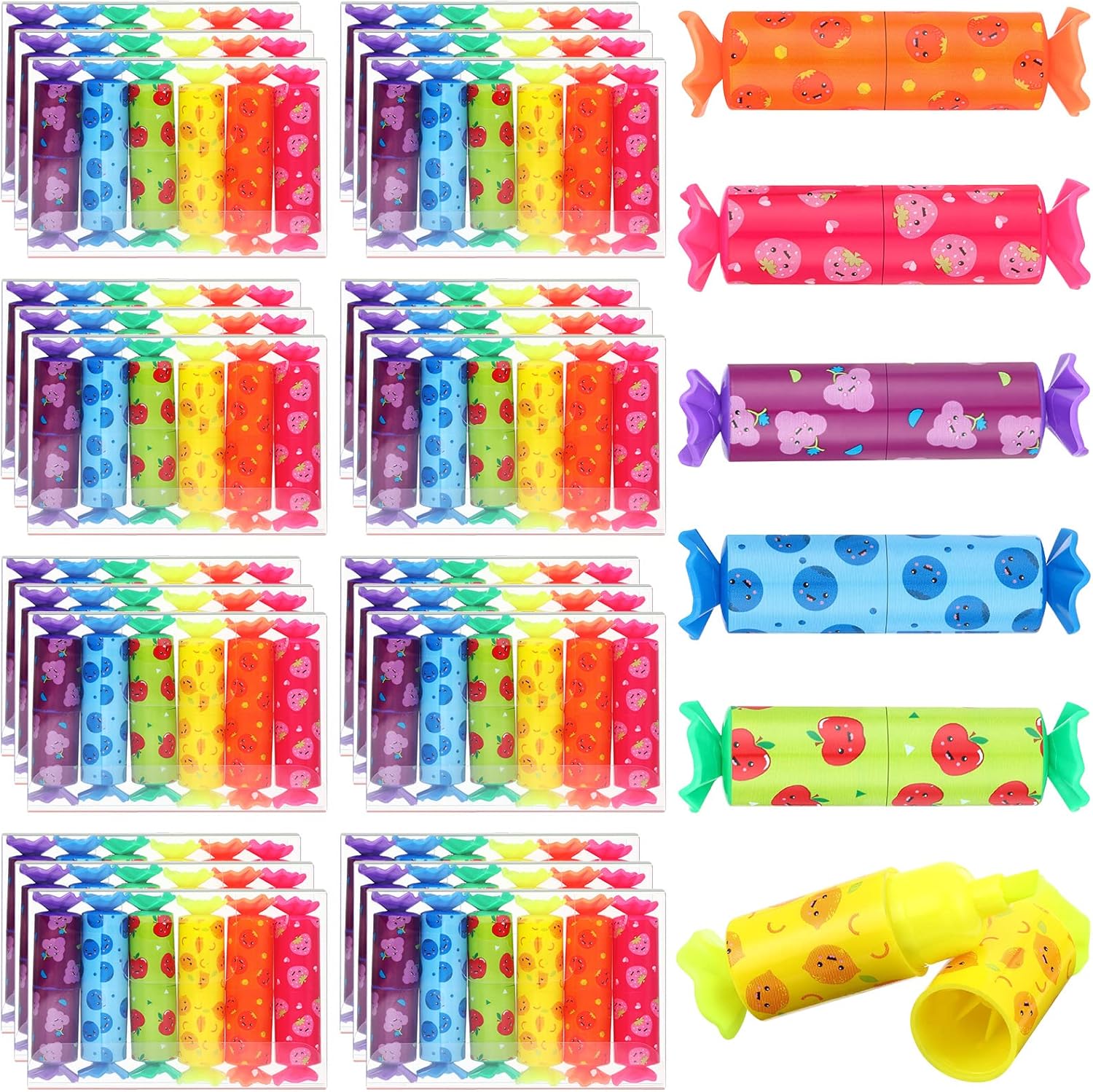 Teling 144 Pcs Valentines Day Highlighters Bulk, Mini Candy Shaped Pastel Highlighter Pens, Cute Chisel Tip Markers for Exchange Gifts, Party Favors, Goodie Bag Stuffers & Teacher Prizes (Fruit)