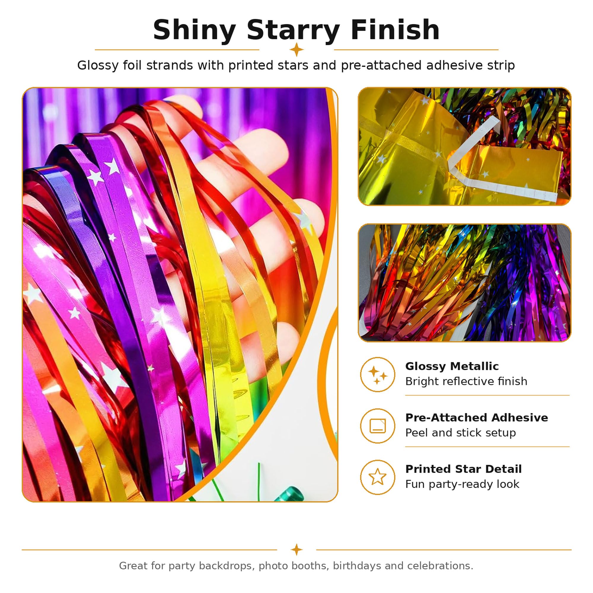 Paquete de 4 cortinas de flecos de papel de aluminio arcoíris brillante, telón de fondo metálico para cabina de fotos, accesorios para cumpleaños, despedida de soltera, día del orgullo gay,