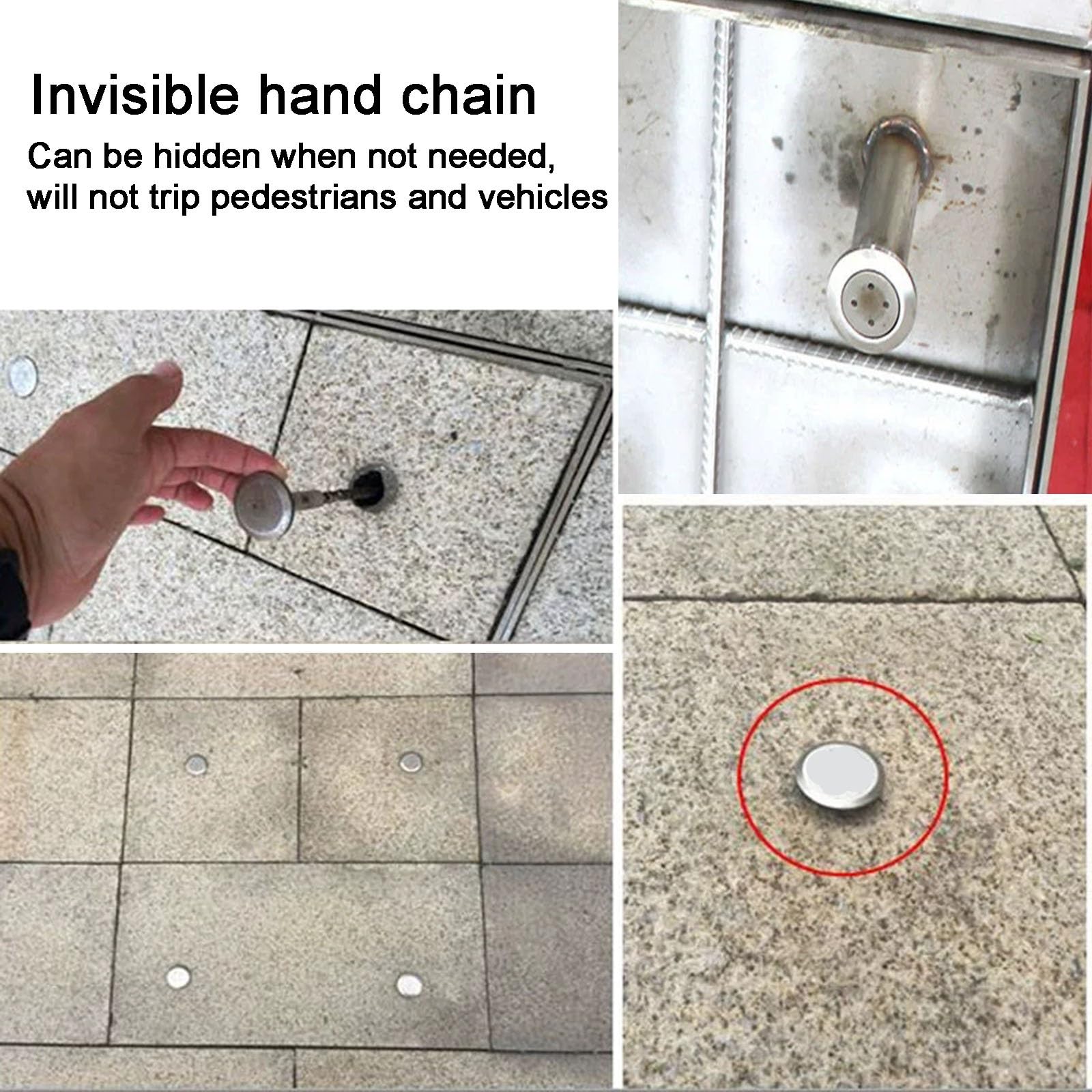 Arqueta Jardin, Tapa de Inspección Invisible de Acero Inoxidable, Cuadrada de Tanque Séptico y Base con Columna de Elevación, Gancho para Pozo y Placa Base Galvanizada