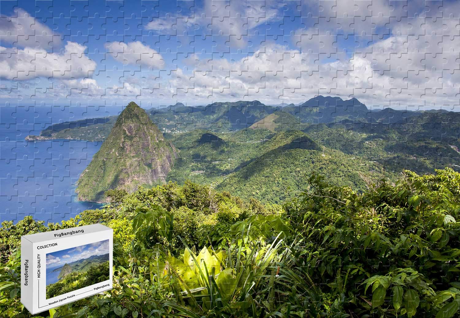 1000 Piece Jigsaw Puzzle - Saint Lucia Wooden Mural Home Decoration in a Box Famous Paintings 29.5 X 19.6 Inch