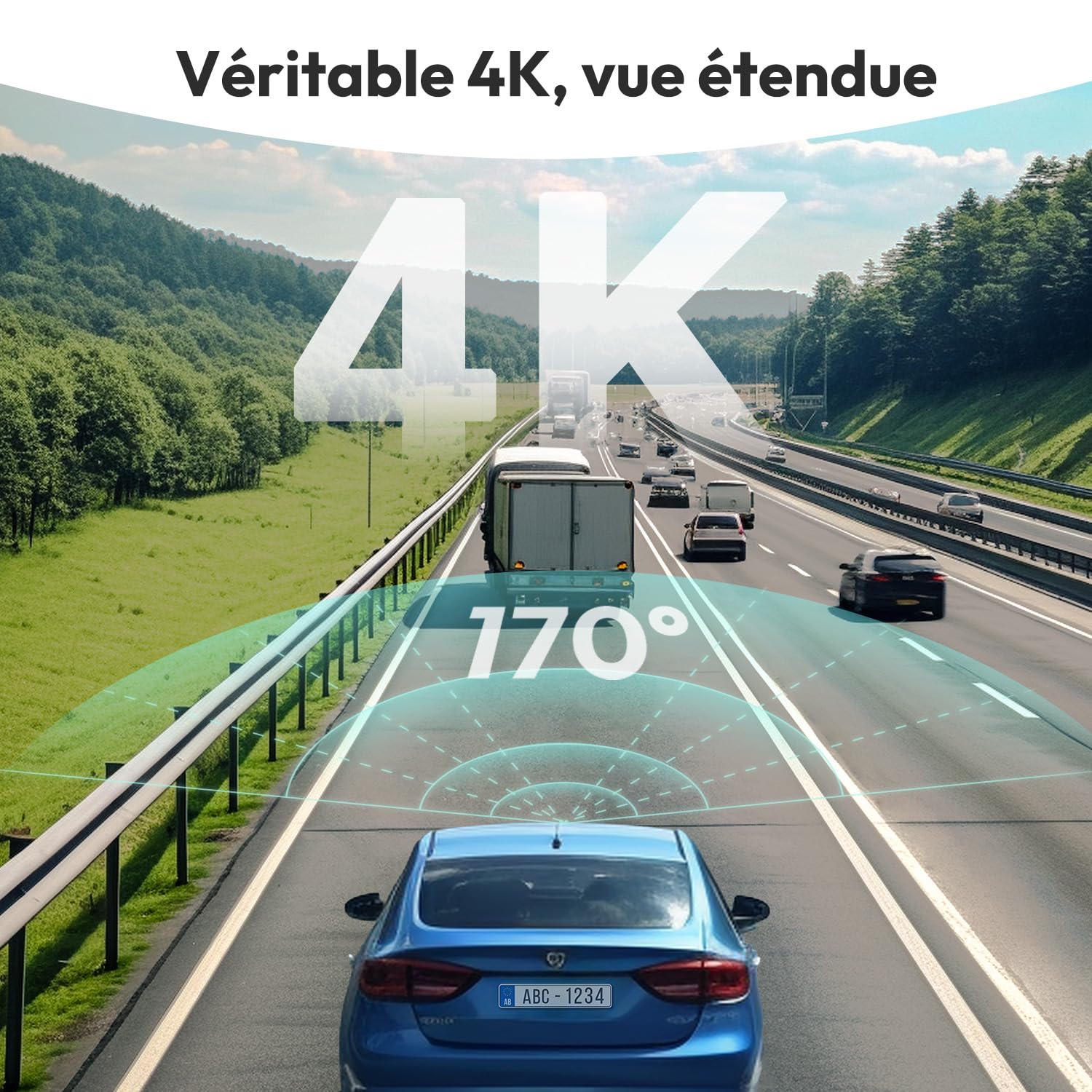BOTSLAB 4K Dashcam Voiture Avant Arrière GPS, WiFi Caméra Voiture avec Carte SD 64GB,Camera Voiture Grand Angle 170°,ADAS,Vision Nocturne,WDR,G-Capteur,Mode Stationnement 24H
