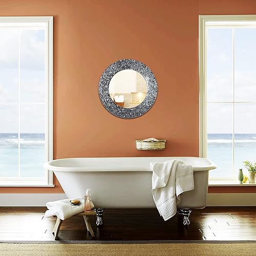 Miniatura 4 de espejo de mosaico tradicional, de 24 pulgadas, espejo decorativo para pared, Vidrio, 24"