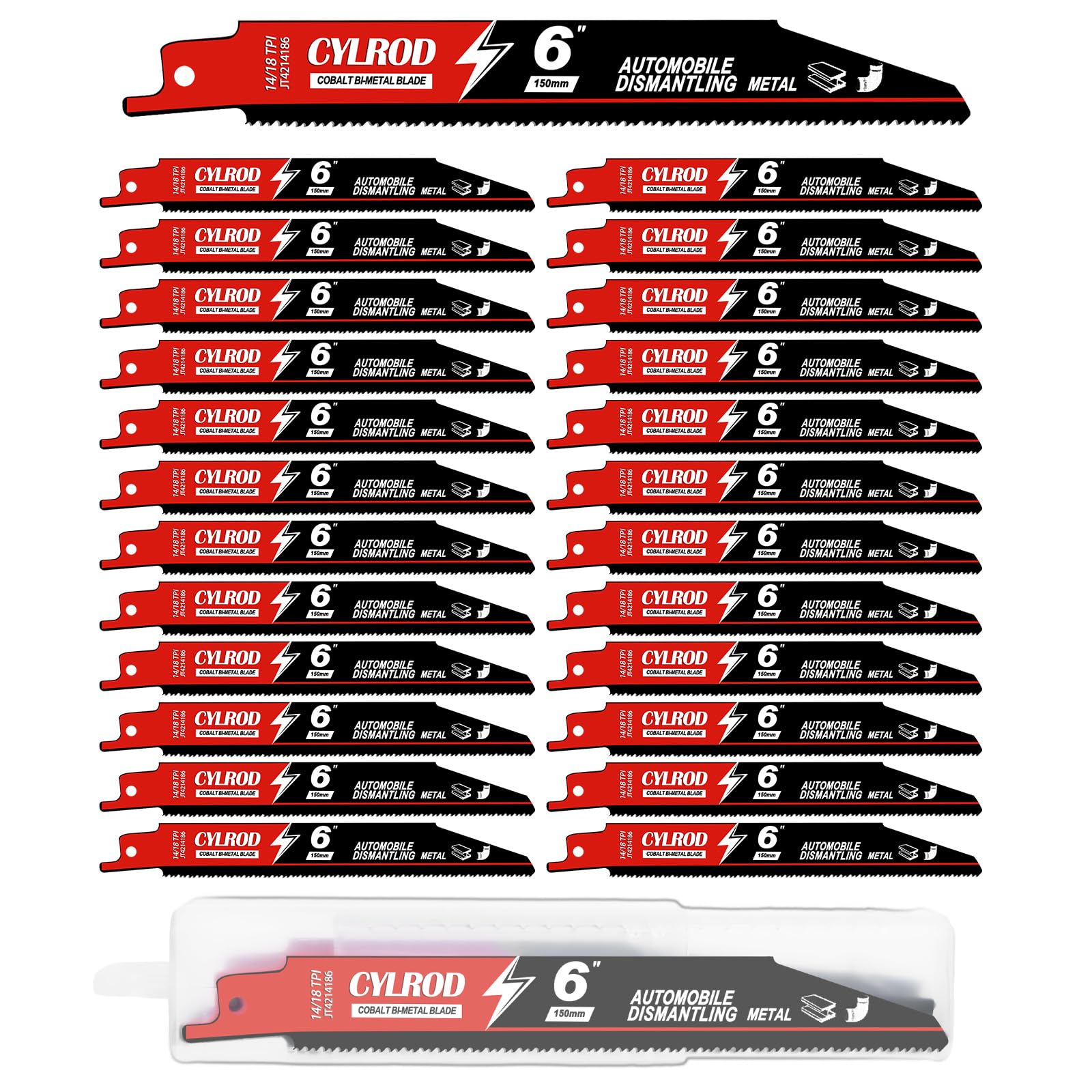 Paquete de 25 hojas de sierra alternante de 6 pulgadas 14/18 TPI para cuchillas Sawzall, cuchillas bimetálicas de acero cobalto M42 para desmontar automóviles y cortar metal, reemplazo para Milwaukee