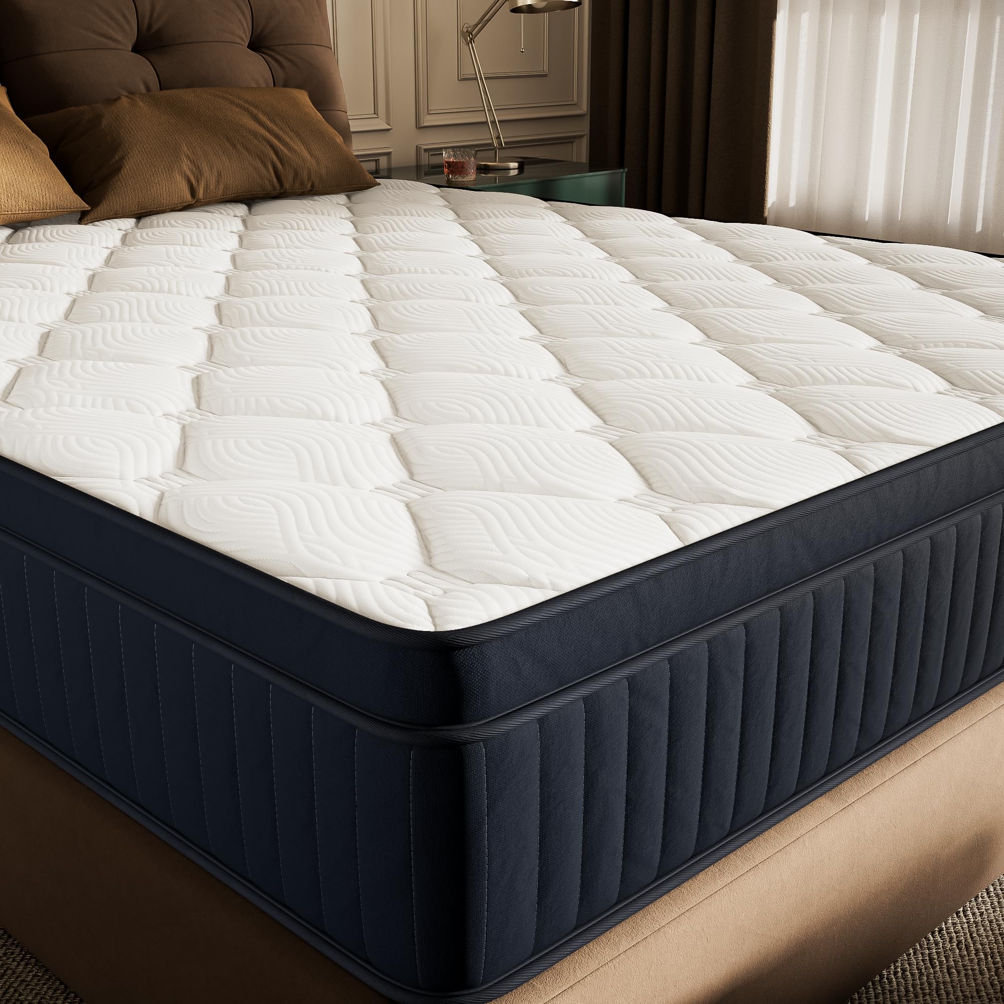 TXO Queen Mattress, 12 Inch Medium Feel, Fiberglass Free, Wave-Convoluted Foam & Upgraded Pocket Springs for Pressure Relief & Motion Isolation, Breathable 3D Jacquard Knit, CertiPUR-US Certified