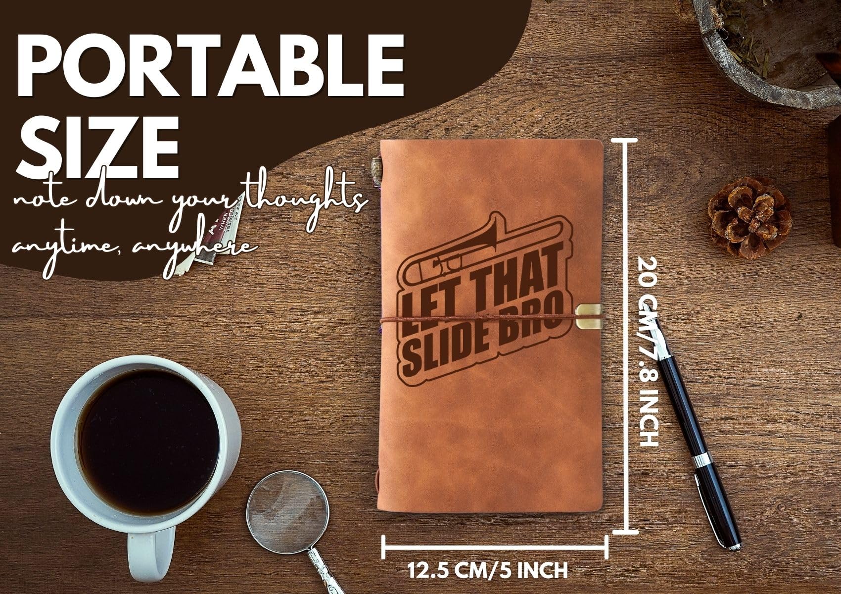 InnoBeta Trombone Gifts Journal Notebook, Gifts for Trombone Player on Christmas, Birthday, Sketchbook, Travel Diary, Faux Leather, 7.8 * 5 Inches