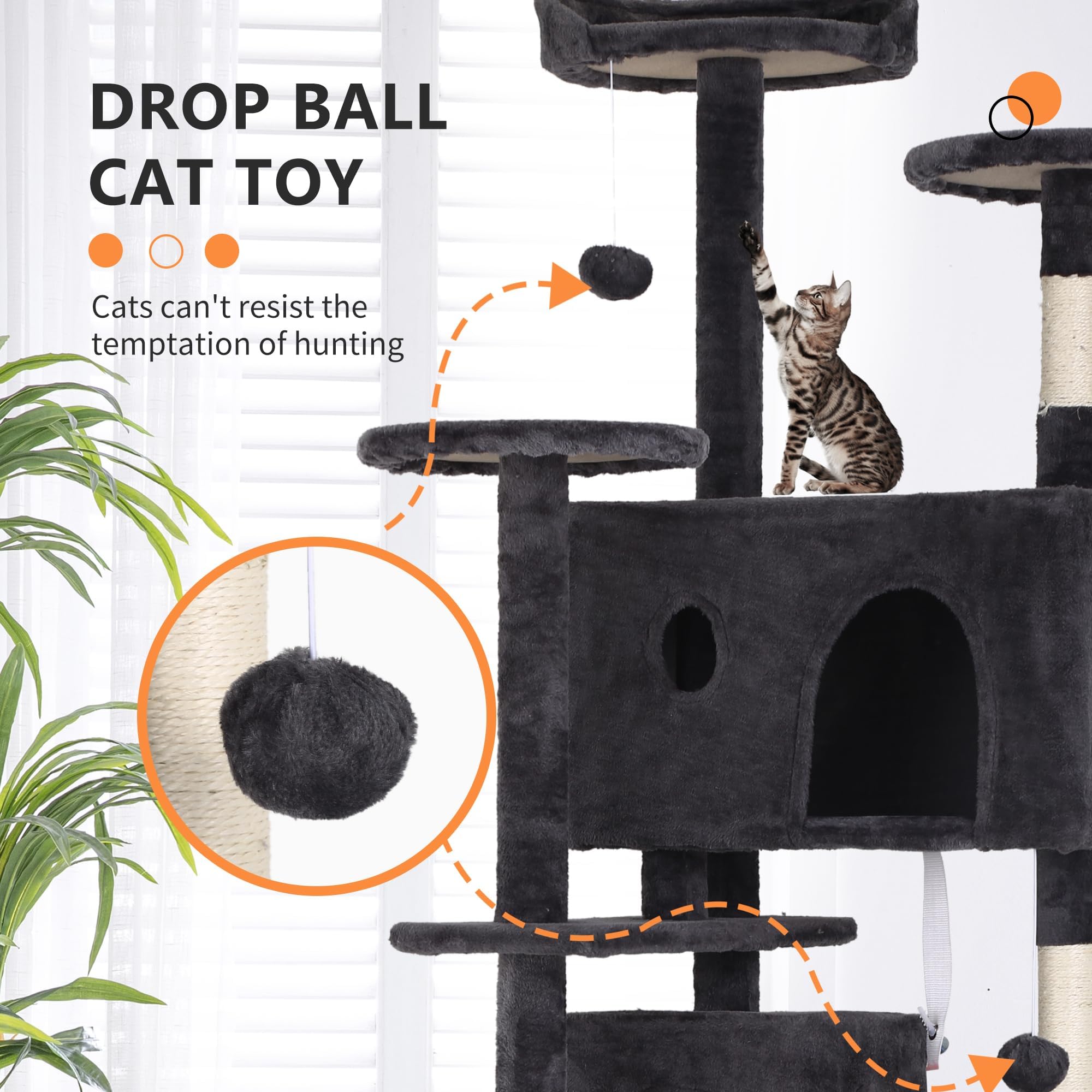 Amazon.com : 70 Inch Cat Tree Tower - Multi-Level Kitten Condo
