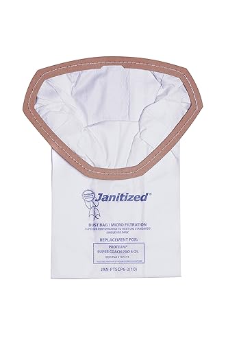 Janitized JAN-PTSCP6-2 (10) Bolsa de vacío comercial de repuesto prémium para aspiradoras ProTeam Super Coach Pro 6, GoFree Pro y ProVac FS de 6