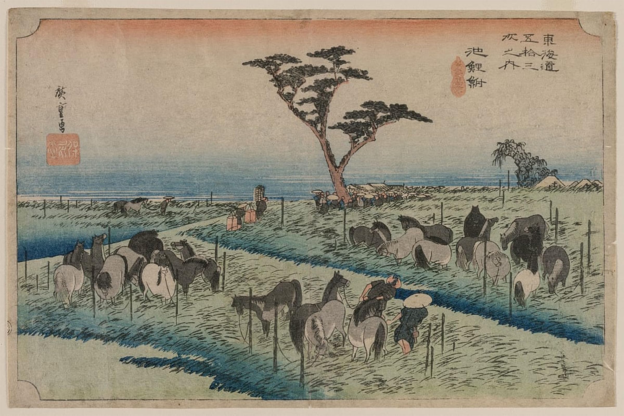 RZHRHJES Vintage Wall Art Picture on Canvas Wall Art Poster the Fifty-three Stations of the Tokaido Chiryu by Ando Hiroshige Canvas Poster for Home Decor 60x90cm