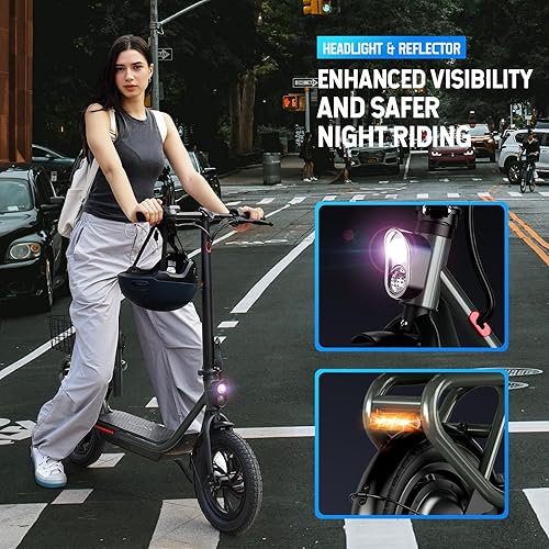 Miniatura 5 de SISIGAD Scooter eléctrico para adultos, motor de 500 W, neumáticos sólidos de 10 pulgadas, 2030 millas de largo alcance, scooter eléctrico eléctrico