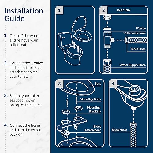 Miniatura 8 de Bemis Asiento de inodoro 500EC con ajuste perfecto, rociador de agua dulce, no eléctrico, bidé fácil de instalar, redondo, color blanco