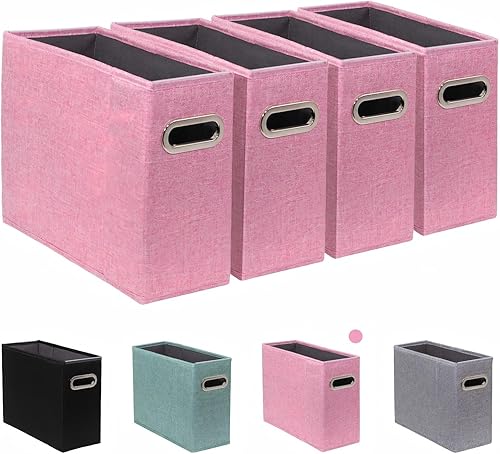 Miniatura 16 de Paquete de 4 cajas de almacenamiento de archivos plegables de tamaño carta, organizador de carpetas de archivos colgantes de tela, soporte portátil