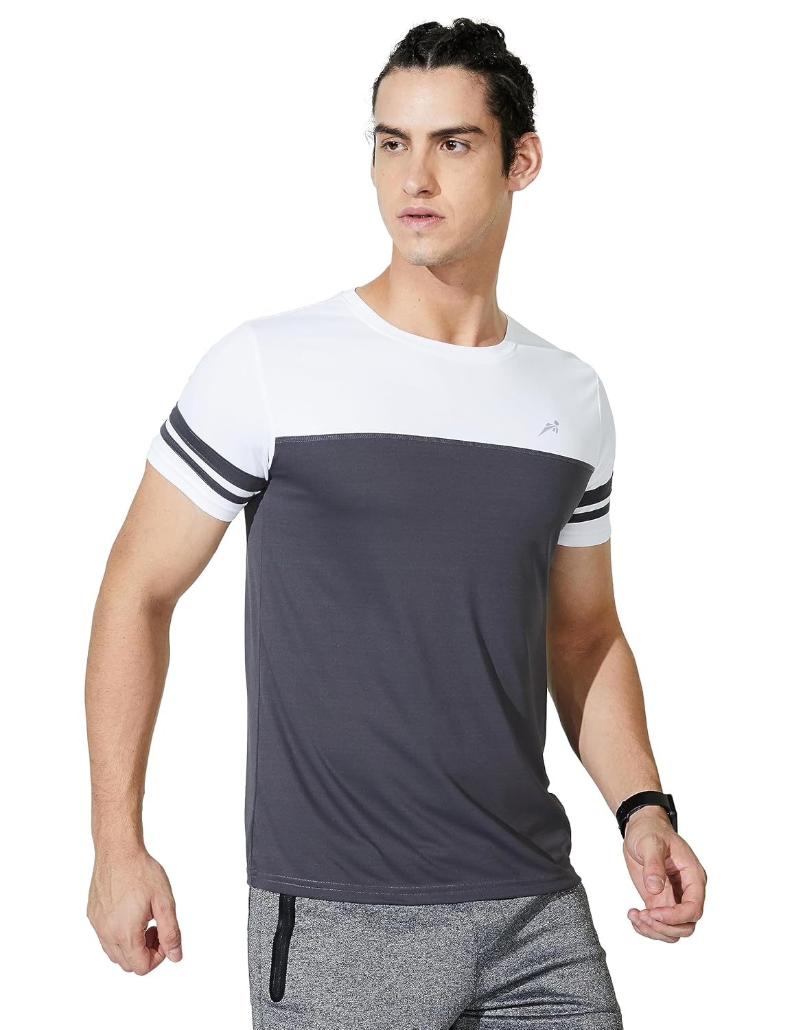 Amazon Brand – Symbol Men’s Color Block Active Regular Fit Sports T-Shirt | Round Neck | Half Sleeve (Available in Plus Sizes)