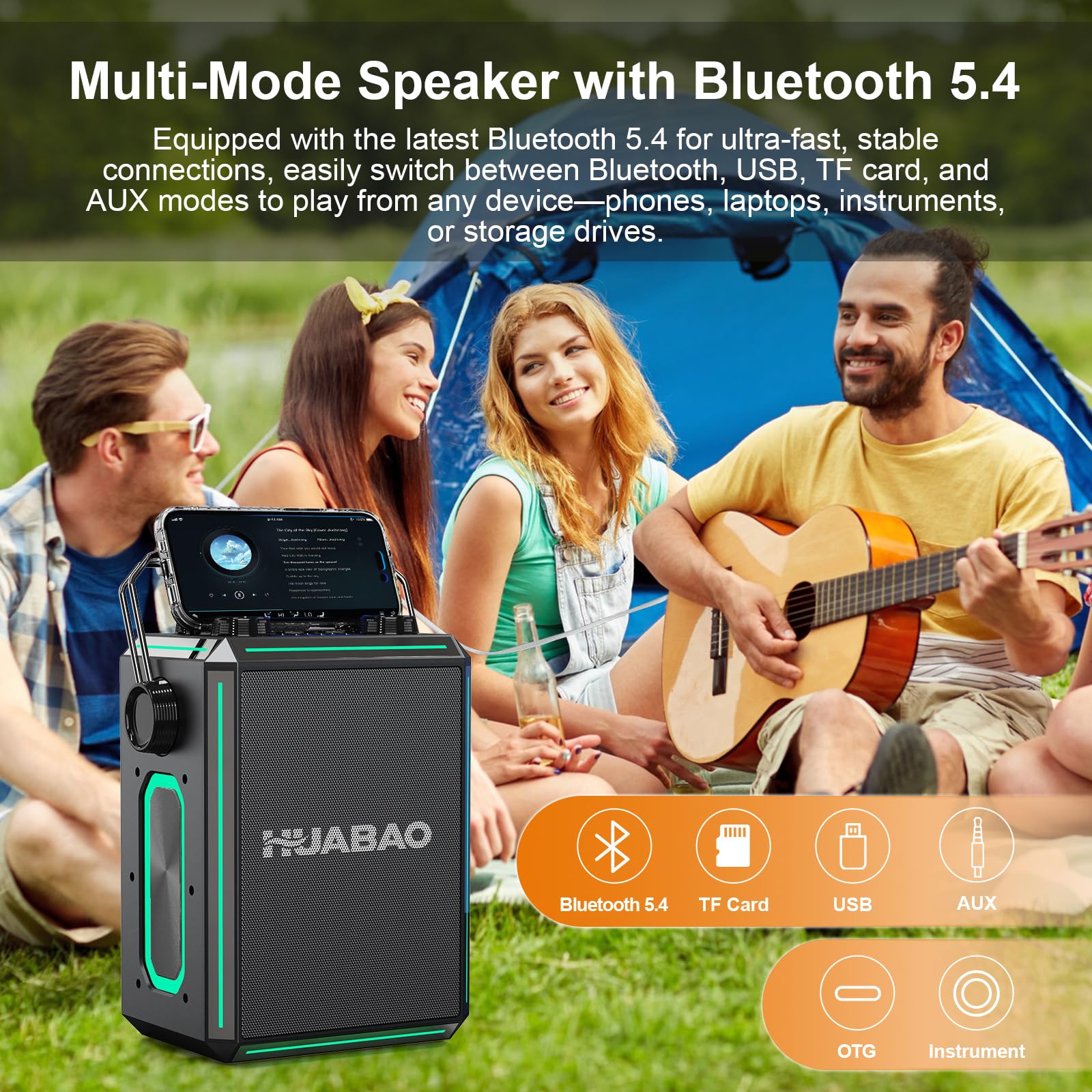 Altavoz Bluetooth portátil para Karaoke con 2 micrófonos inalámbricos, Luces RGB, Ajuste de Agudos y Graves, Efectos de Voz, AUX/USB/TF/OTG, Altavoz para Fiestas para Adultos y niños (Negro)
