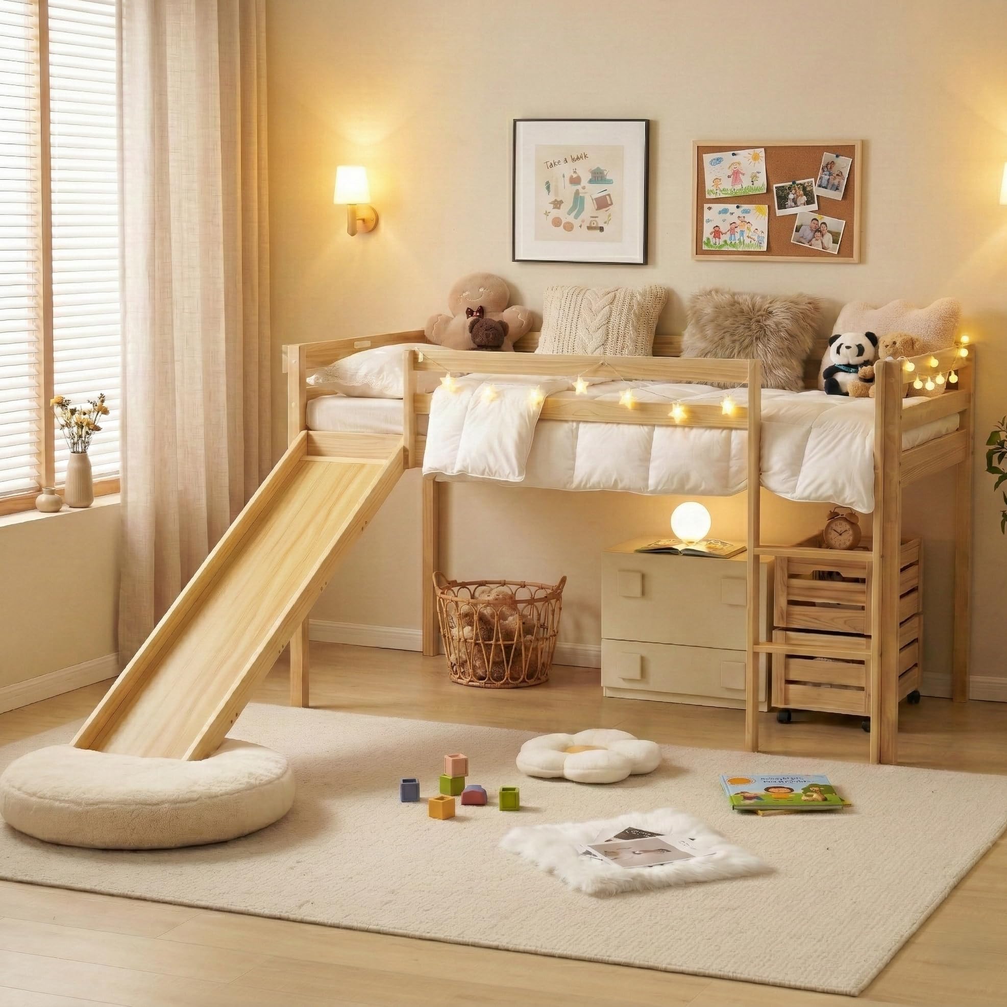 Amazon.co.jp: ロフトベッド 木製 幅104.5×長さ204.5×高さ120cm