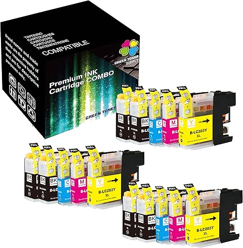 Paquete de 15 cartuchos de tinta compatibles con suministro de tóner verde para impresora de inyección de tinta Brother MFC-J4320DW MFC-J4420DW
