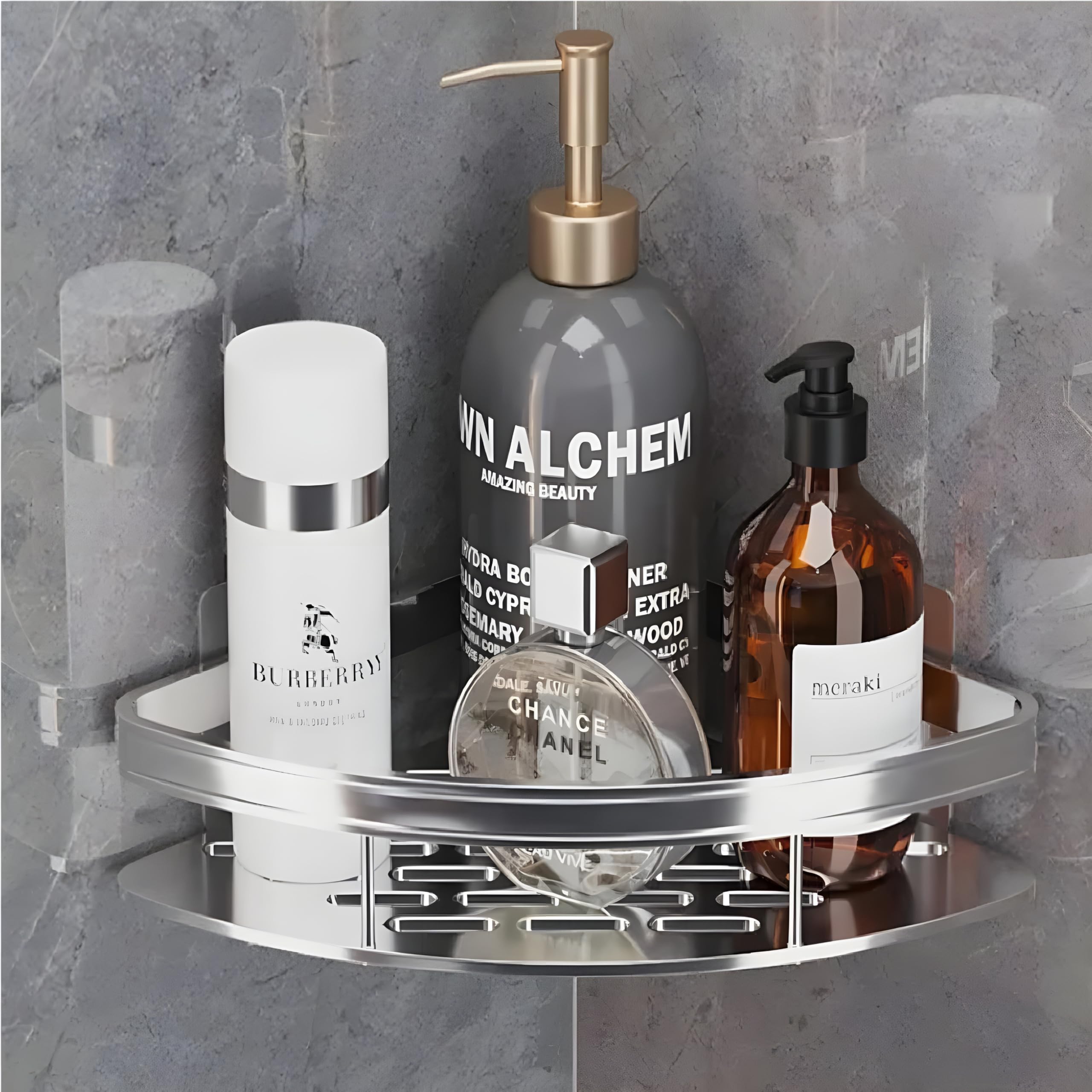 JIALTO Corner Bathroom Shelf Adhesive Aluminum Rack, Without Drill Wall Mounted Organizer for Bathroom, Washroom, Kitchen Accessories (Silver, Pack of 1) (B0CC8Z7JBW) Amazon Price History, Amazon Price Tracker