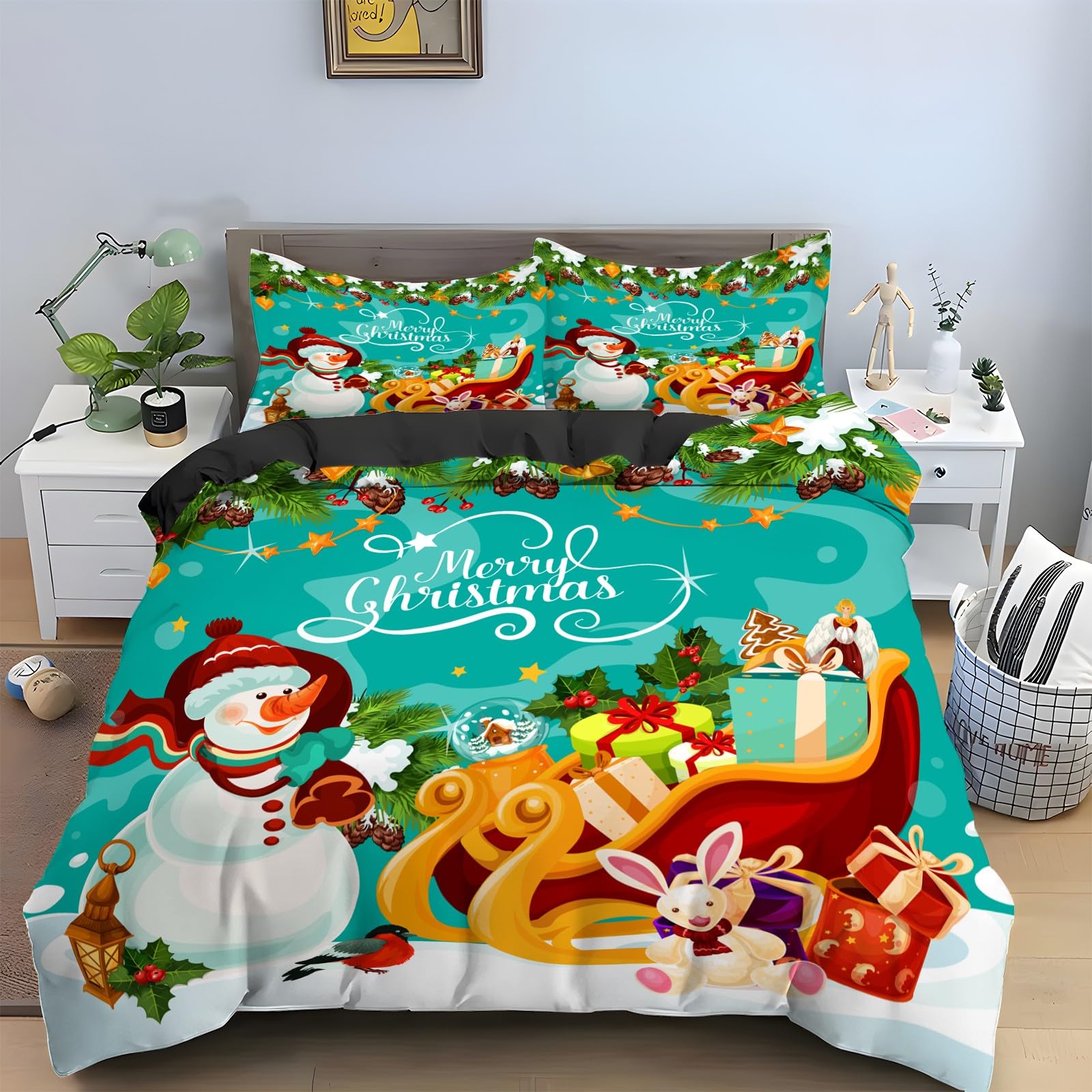 Cadeau de Noël parfait : parure de lit 240 x 260 de fête