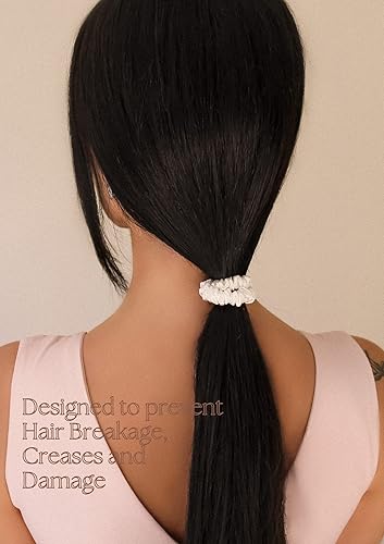 Miniatura 3 de Mini coleteros de seda de seda 100% pura de morera 22 momme, 4 piezas suaves para el cabello, con certificación Oeko-Tex, coleteros de seda de lujo