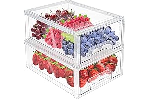 MANO 2Pack Clear Fridge Drawer Pull Out Large Refrigerator Organizer