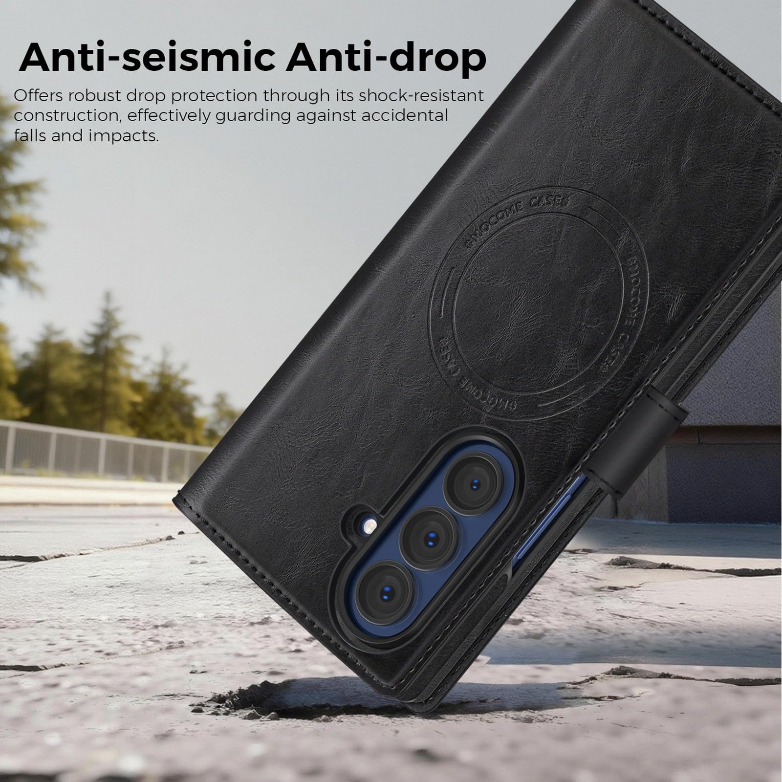 Custodia generica compatibile con Samsung Galaxy Z Fold 5 (colore: caffè) custodia magnetica a portafoglio in pelle rimovibile