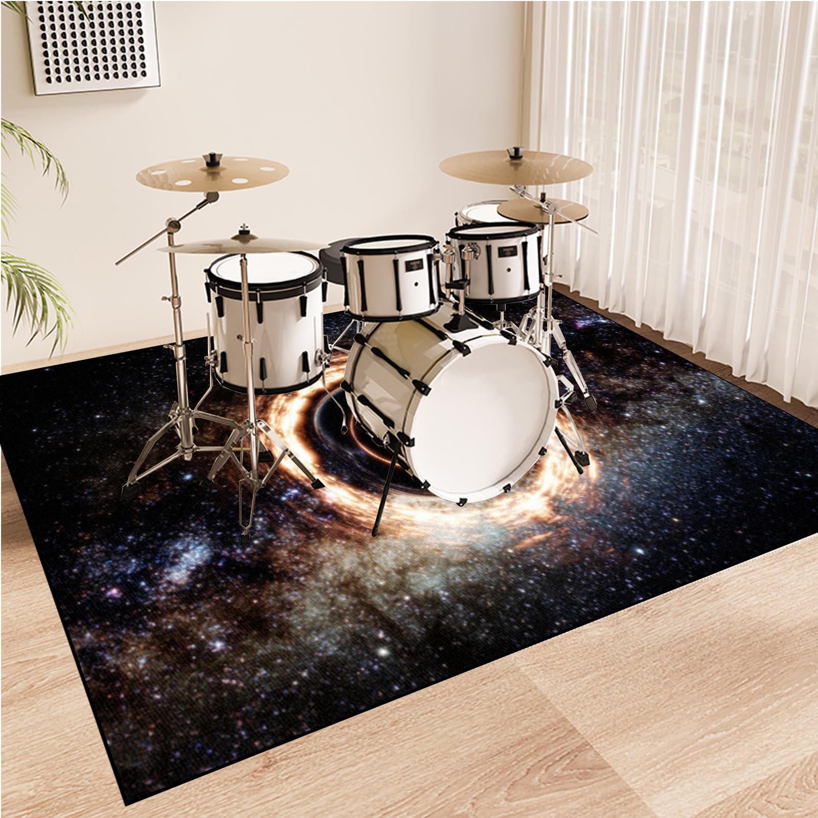 Tappeto professionale insonorizzato per batteria elettrica, antiscivolo, per batteria acustica ed elettronica, rettangolare, assorbe gli urti, 230 x 180 cm, per bassi e rullanti