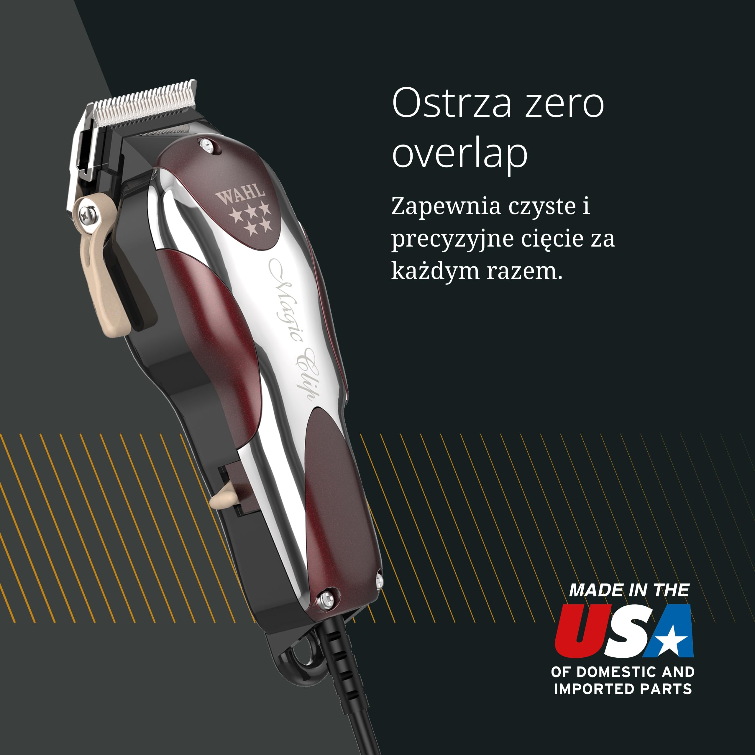 Wahl Magic Clip Maszynka do Zaników i Stopniowego Cieniowania | Maszynka do Zaników i Precyzyjnych Linii z Silnikiem V5000 i 8 Nasadkami Grzebieniowymi Premium do Gęstych Włosów