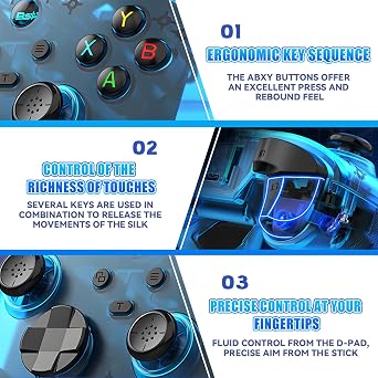 G6 Wireless Gaming Controller, Handheld Controller with USB Receiver, 5 Modes, Multi-Platform Compatibility, 3D Joystick, Gamepad for Customisable Buttons, Support Bluetooth (Translucent Green)