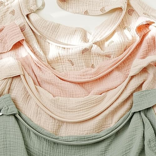 Miniatura 3 de Fundas de lactancia de muselina para lactancia materna, cubierta de privacidad para lactancia materna con cuello de arco para mamá y bebé