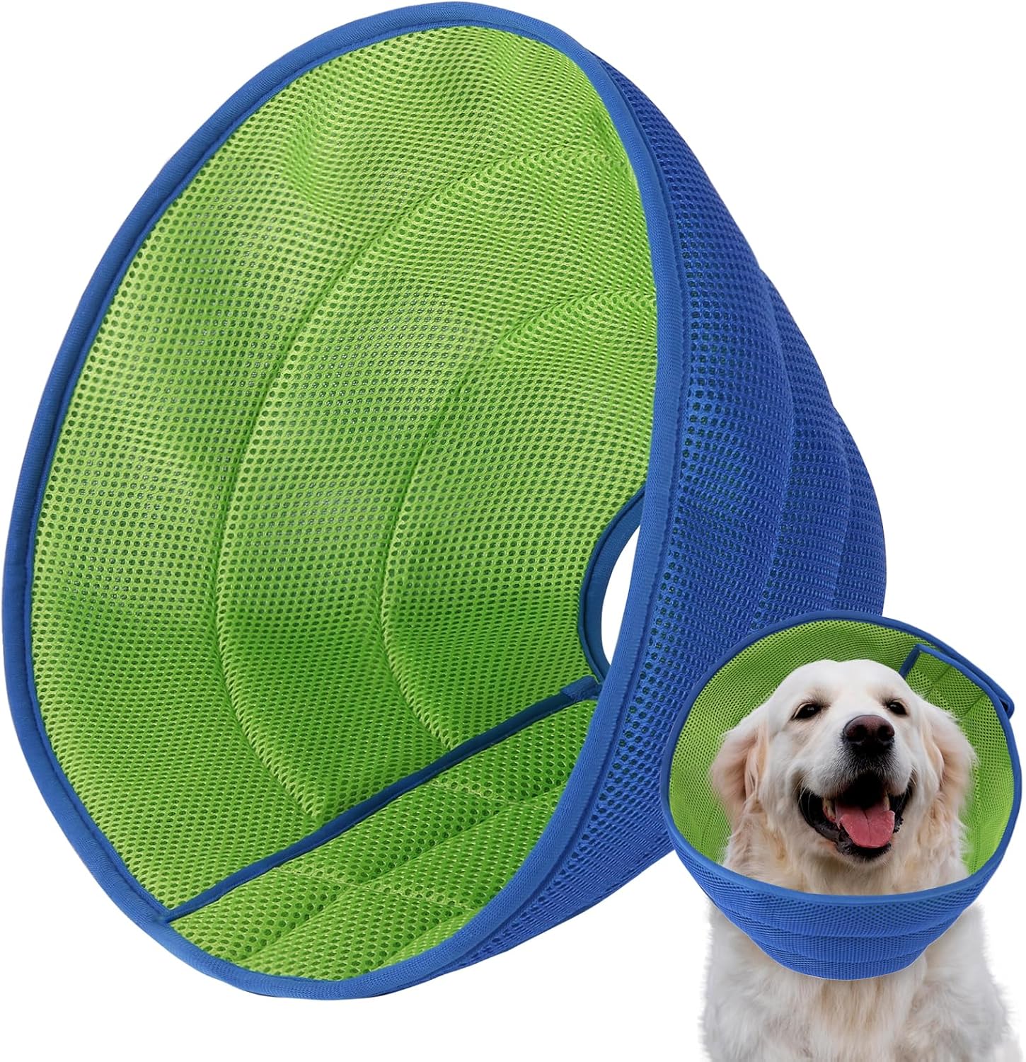 Inspack Soft Dog Cone Recovery Collar After Surgery, High-Density Fabric Ecollars for XL Dogs, Adjustable Comfortable Elizabethan Collar to Prevent Licking, Durable Soft Support, Blue Pro, Extra Large