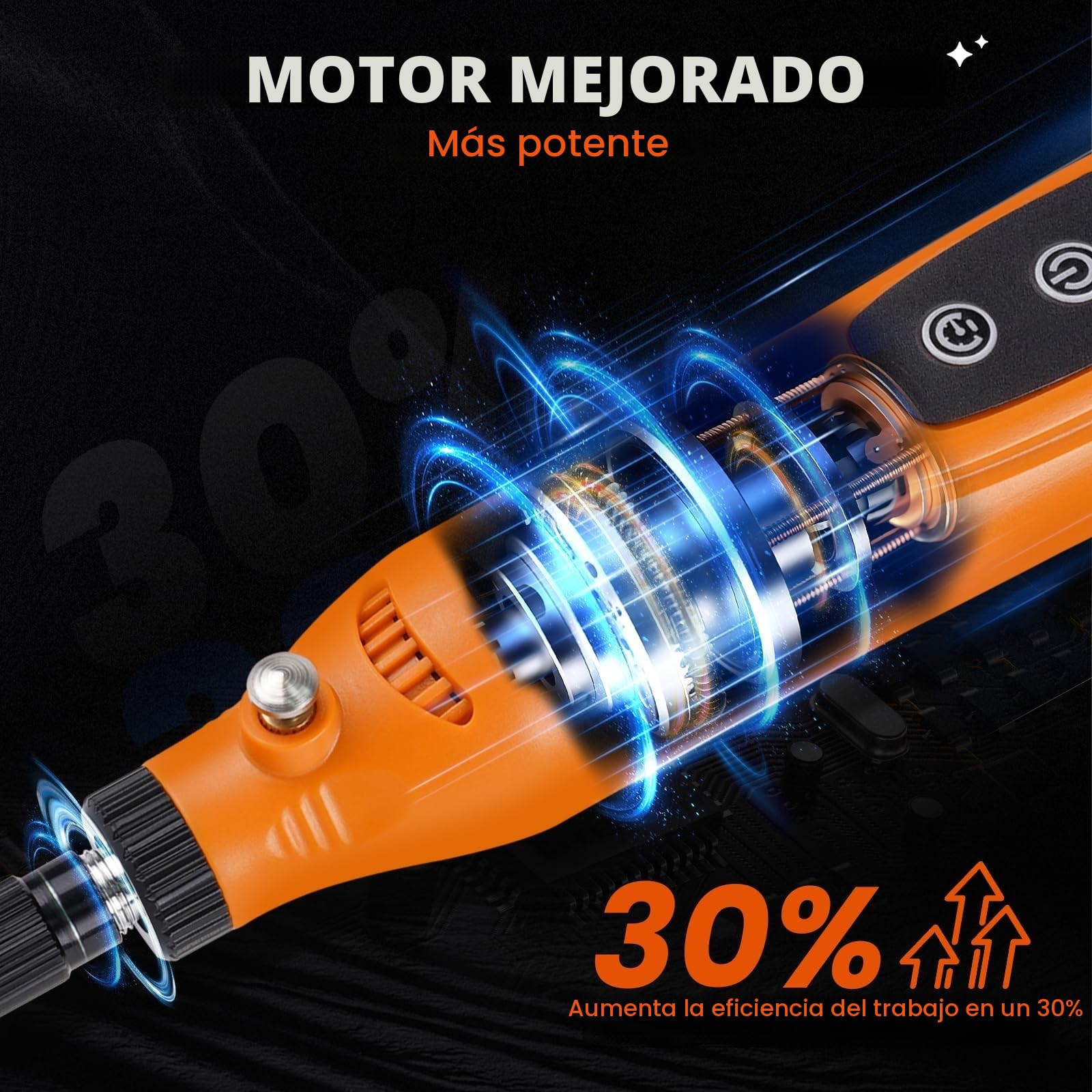 HARDELL Mini Amoladora Bateria, 3.7V Herramienta Rotativa Bateria Con 43 Accesorios, Usar Mientras Se Carga, 5 Velocidades para Pulido, Esmerilar, Grabar, Perforar, Lijado, Moler, Bricolaje