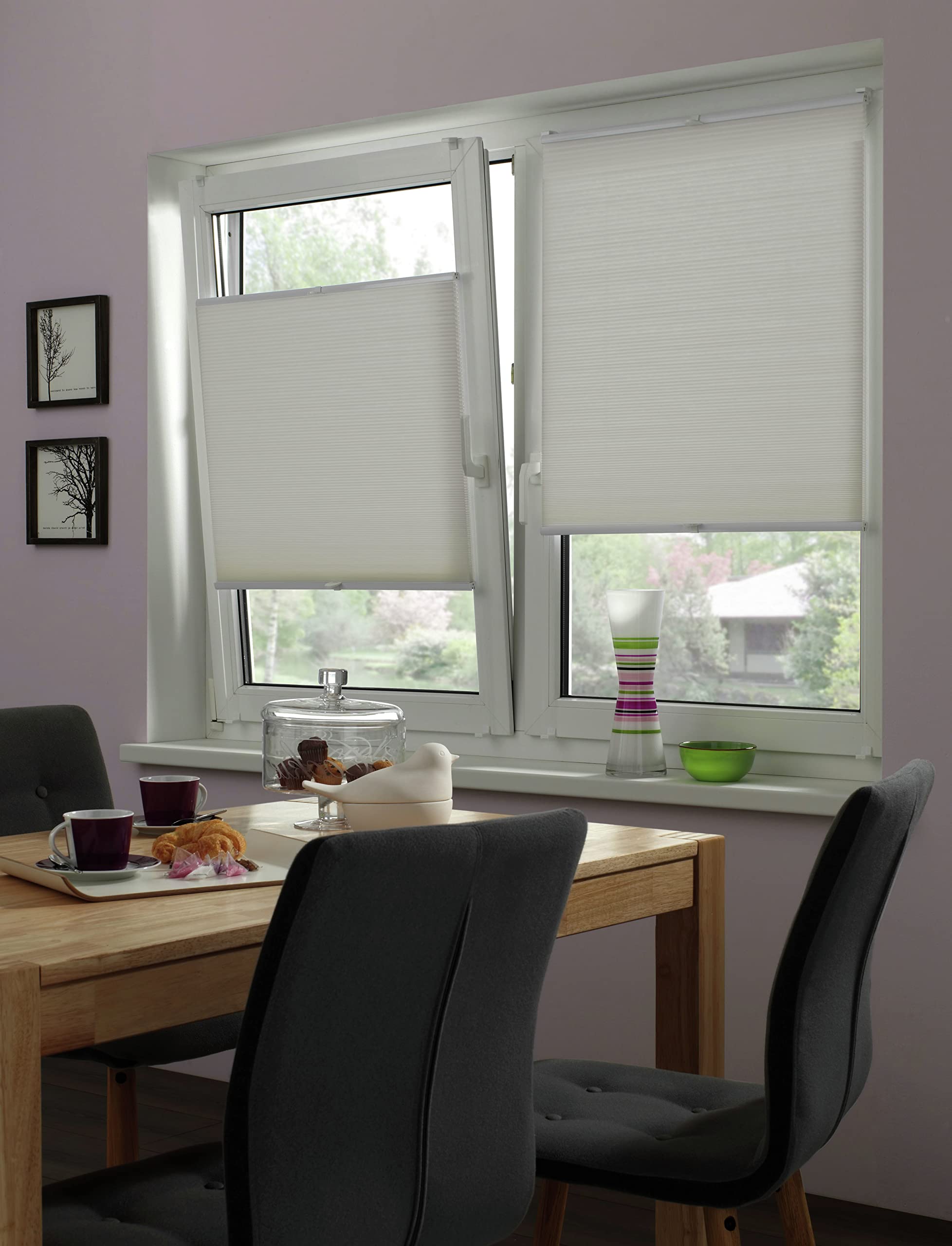 GARDINIA Wabenplissee Concept Thermo-Abdunklung, Blickdicht, Lichtundurchlässig, Hitzeschutz, Faltrollo, Einfach in der Breite kürzbar, Energie sparen, EASYFIX Plissee, Weiß, 80 x 210 cm