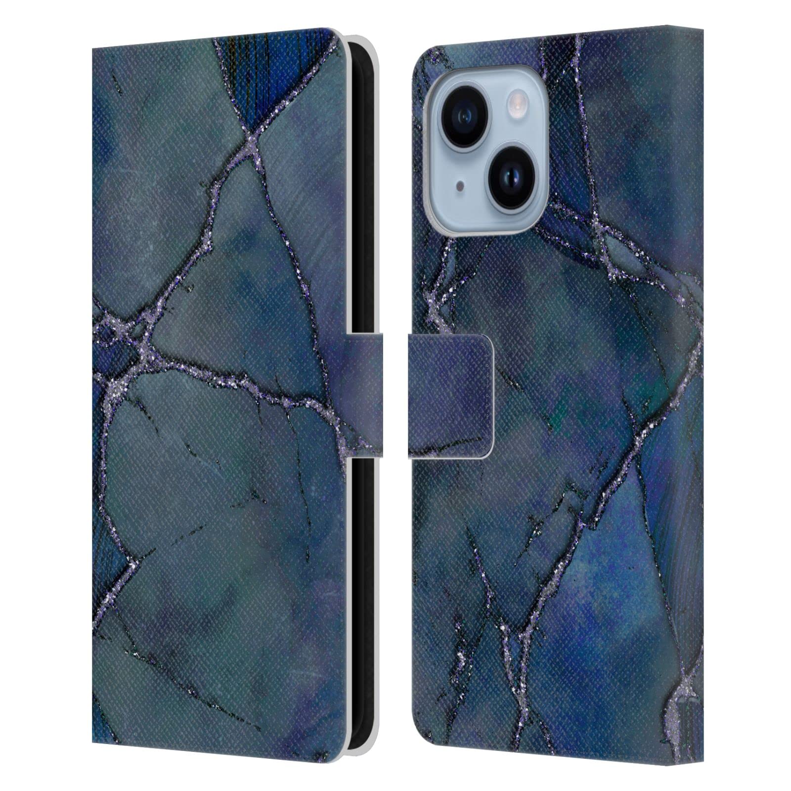 Housse portefeuille iPhone 14 Plus marbre minéral pour vos déplacements