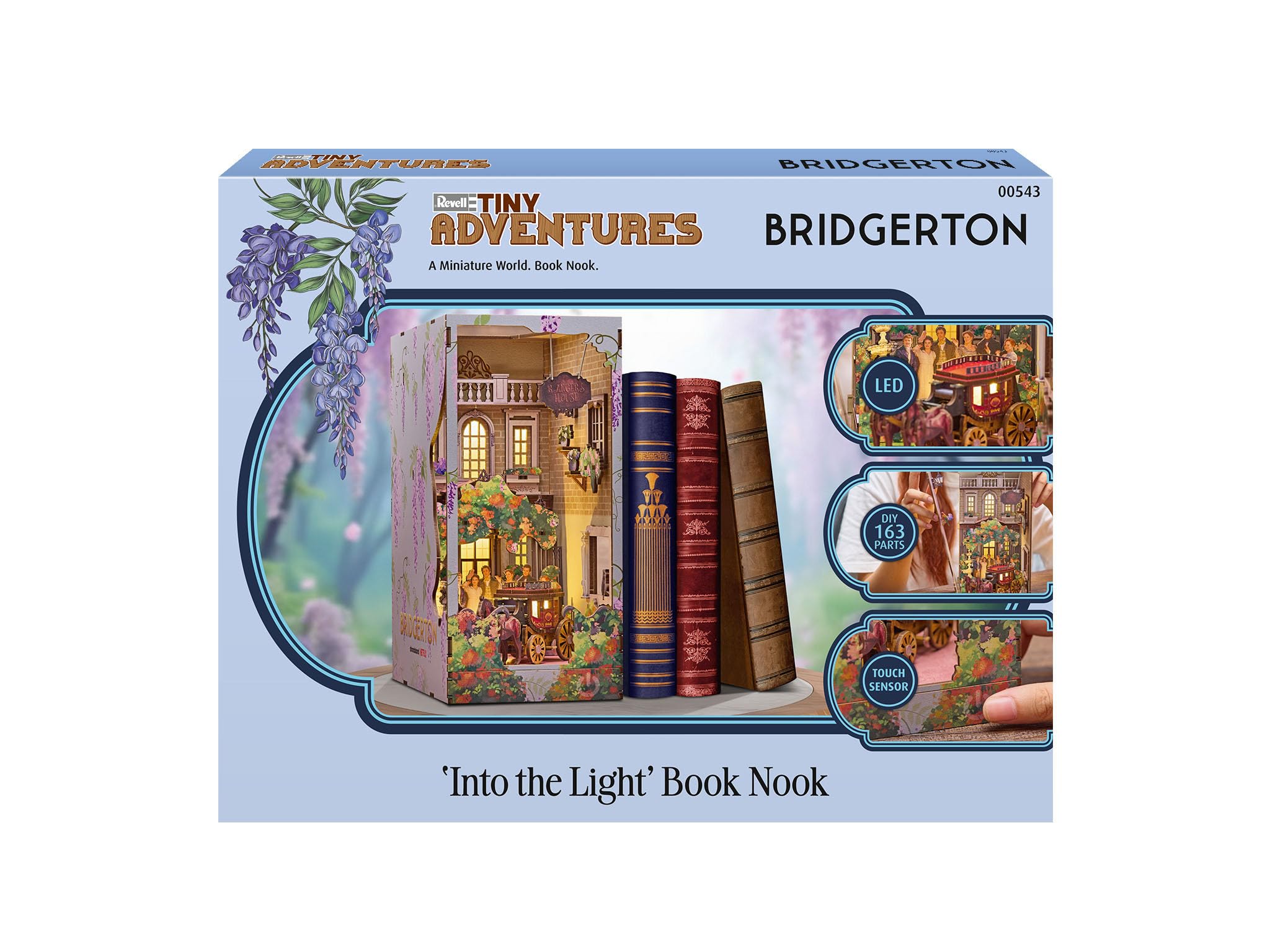 Revell Tiny Adventures Tiny Adventures - Bridgerton En la Luz Rincón de Libros - con Iluminación LED, 3D Miniatura Manualidades de Madera de Bricolaje