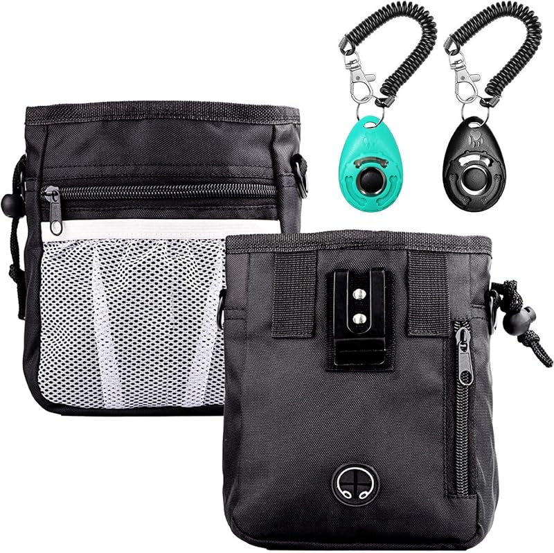 Kit de Adestramento para Cães STMK com Pochete para Petiscos e 2 Clickers, Preta