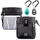 STMK Dog Treat Pouch Dog Clicker Training Kit, Dog Training Treat Pouch Dog Clicker for Training, 3 Ways to Wear Easily Carries Treat Pouches for Pet Training (Black)