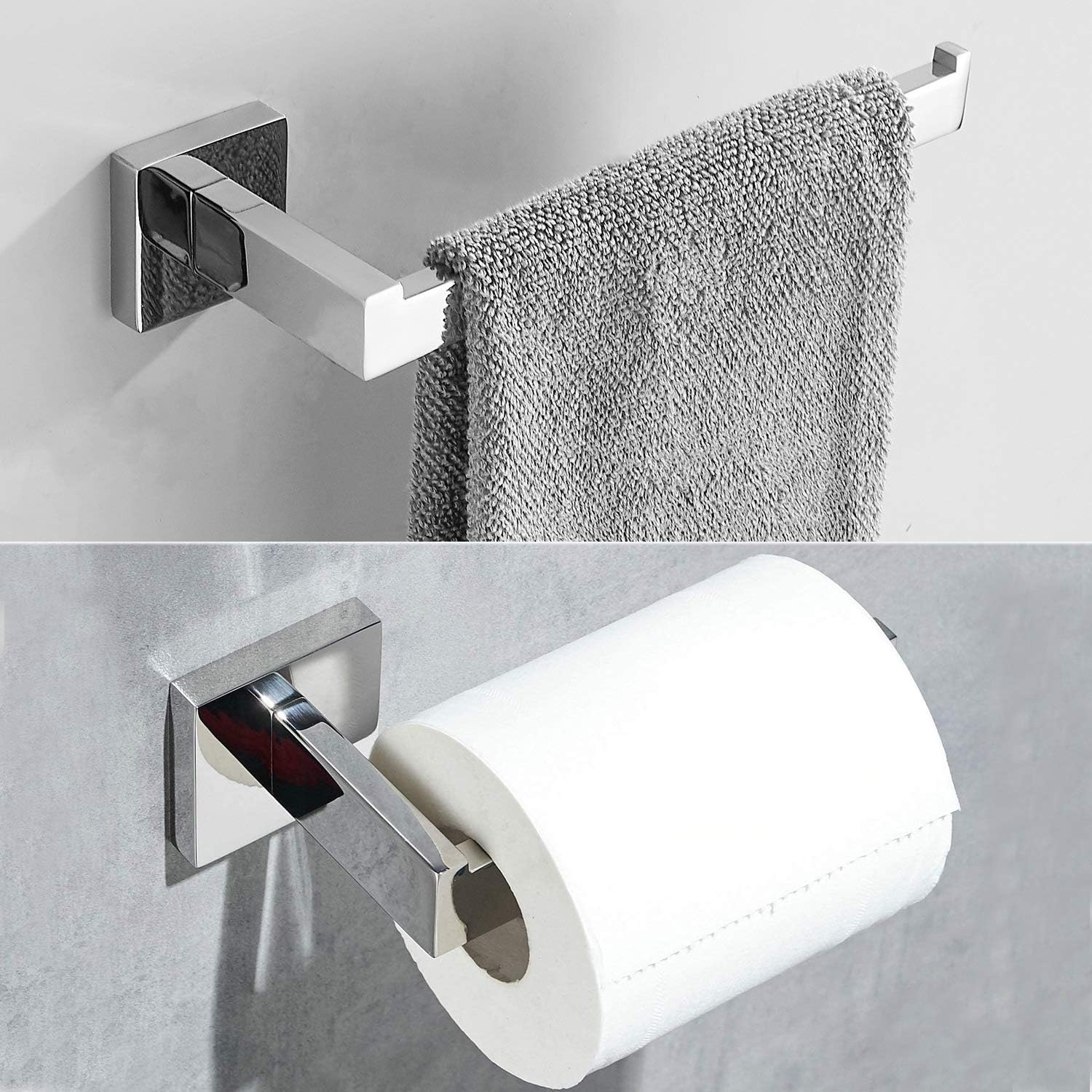Matching Set of Chrome Toilet Roll Holder and Towel Robe Hook - Wall ...