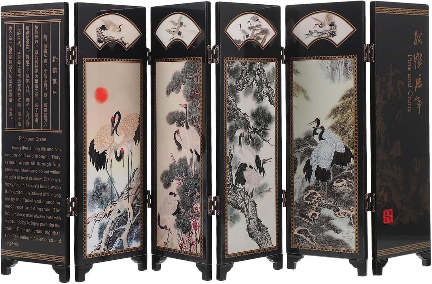LUOZZY Desktop Wooden Panel Divider Mini Folding Screen Chinese Style Tabletop Folding Screens Mini Desktop Folding Screen Feng Shui Ornaments