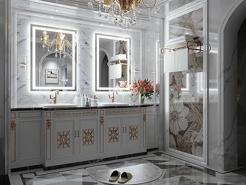 Miniatura 2 de Brightify Espejo de baño LED con luces, espejo de baño LED de 22 x 28 pulgadas, espejo de baño delantero y retroiluminado, 3 colores regulables,