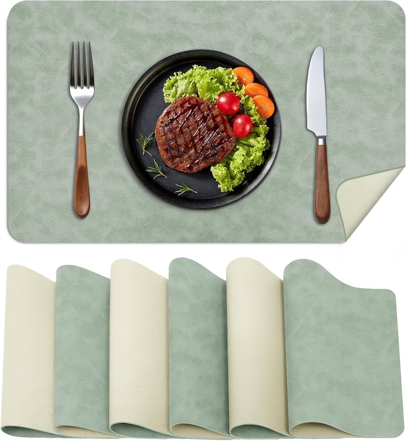 fanquare Kunstlederen placemats, 4-delige placemat met