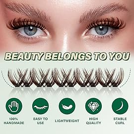 KEYYOU Brown Lash Clusters 144pcs Eyelash Clusters 8-18MIX D Curl Cluster Lashes Soft Wispy Lash Clusters Natural Look Brown DIY Lash Extension At Home(Brown02-D-8-18MIX)