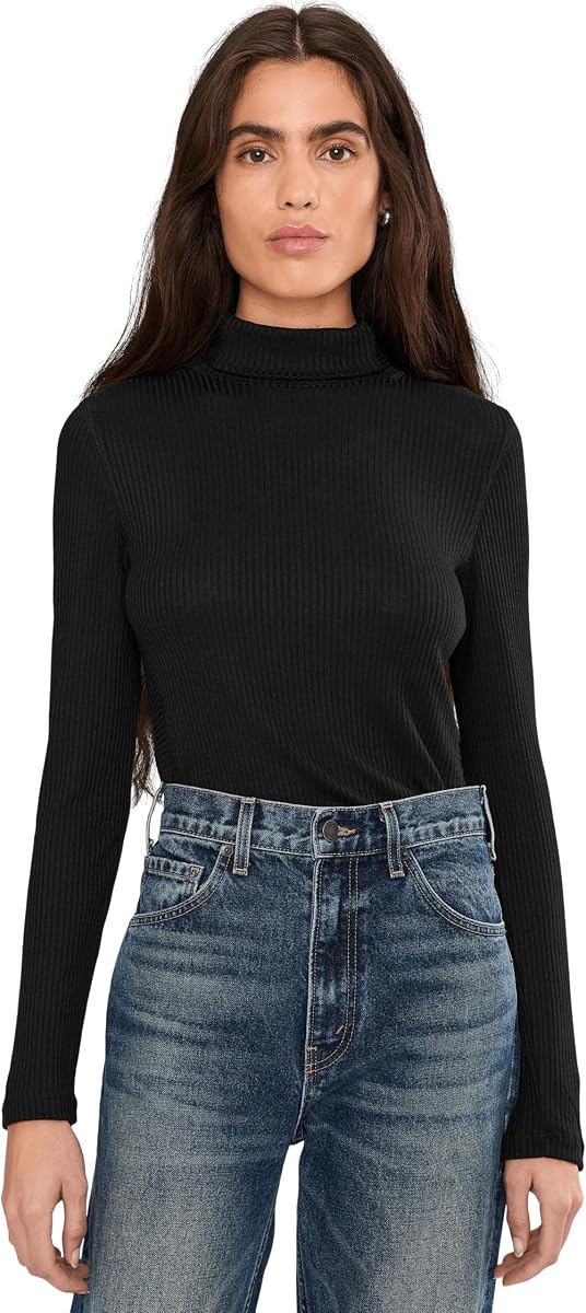 Madewell Coverstitch Turtleneck Drapey Rayon Rib