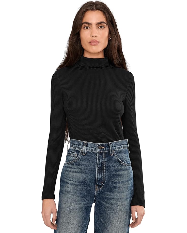 Madewell Coverstitch Turtleneck Drapey Rayon Rib - Main View