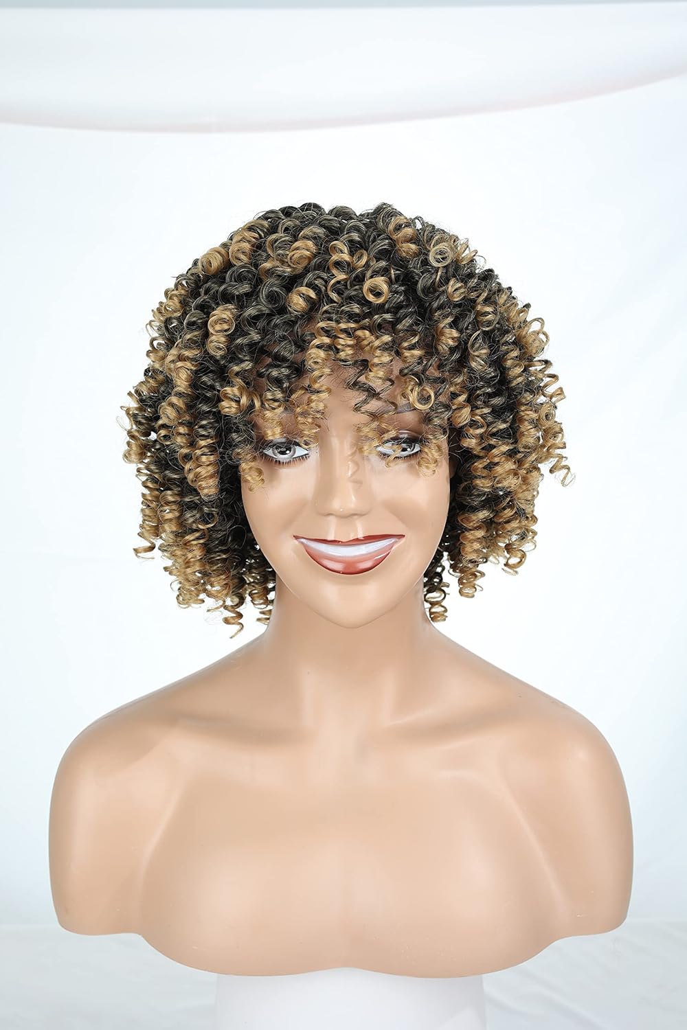 Kinky Curly Wig with Bangs Short Wigs for Black Women Afro