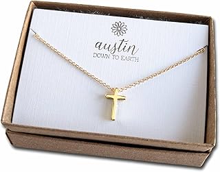 Tiny Cross Necklace, Simple Gold Cross Necklaces for Women, 14k Gold Filled Chain, Christian Gift for Baptism Confirmation Graduation